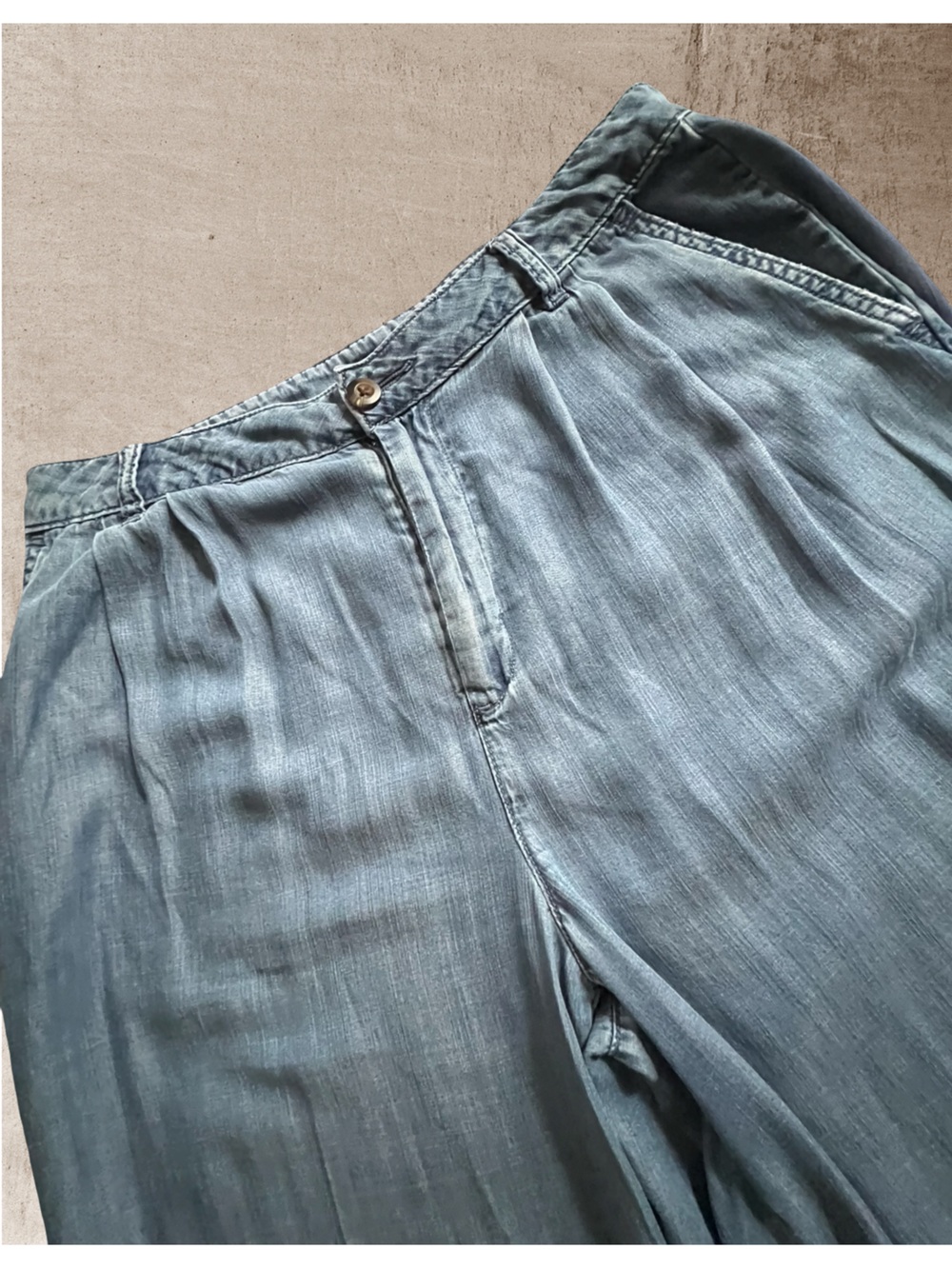 a.n.a A New Approach High-Rise Wide-Leg Cropped Pants Blue 100% Lyocell Size 8